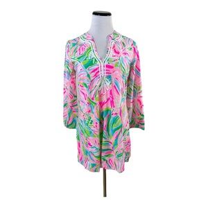 Lilly Pulitzer Kaia Knit Top Croc My World Pink Green Floral